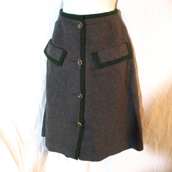 Vintage 1950s PEWENIT TYROL AUSTRIA WOOL SKIRT GRAY OKTOBERFEST